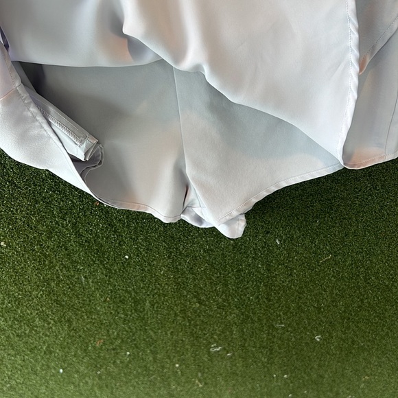 Silky Grey skort. Beautiful skirt overlay overtop the most comfortable shorts - Picture 3 of 4